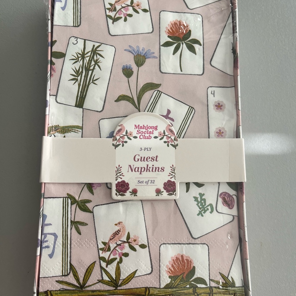 Mahjong Social Club Pink Mahjong Tile Guest Napkins